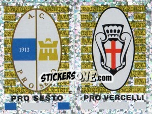 Sticker Pro Sesto/Pro Vercelli Scudetto (a/b) - Calciatori 2001-2002 n. 673 - Panini