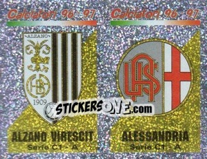 Sticker Scudetto Alessandria/Alzano Virescit (a/b) - Calciatori 1996-1997 n. 558 - Panini