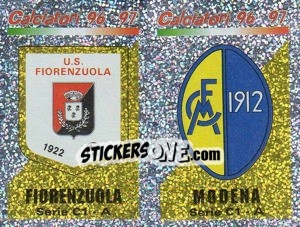Figurina Scudetto Fiorenzuola/Modena (a/b) - Calciatori 1996-1997 - Panini