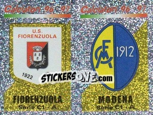Sticker Scudetto Fiorenzuola/Modena (a/b) - Calciatori 1996-1997 n. 567 - Panini
