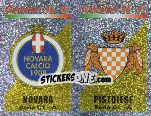 Sticker Scudetto Novara/Pistoiese (a/b) - Calciatori 1996-1997 n. 573 - Panini
