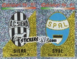 Sticker Scudetto Siena/SPAL (a/b) - Calciatori 1996-1997 n. 579 - Panini