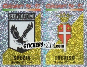 Sticker Scudetto Spezia/Treviso (a/b) - Calciatori 1996-1997 n. 582 - Panini