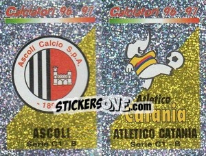 Sticker Scudetto Ascoli/A.Catania (a/b) - Calciatori 1996-1997 n. 588 - Panini