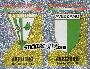 Sticker Scudetto Avelino/Avezzano (a/b) - Calciatori 1996-1997 n. 591 - Panini