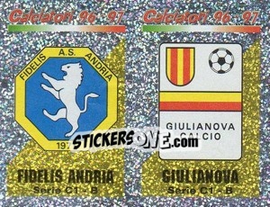 Sticker Scudetto F.Andria/Giulianova (a/b) - Calciatori 1996-1997 n. 597 - Panini