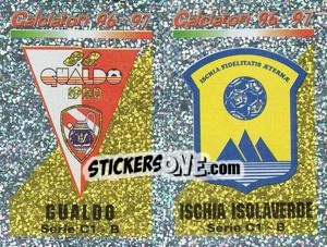 Sticker Scudeto Gualdo/I.Isolaverde (a/b) - Calciatori 1996-1997 n. 600 - Panini