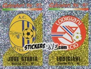 Sticker Scudetto J.Stabia/Lodigiani (a/b) - Calciatori 1996-1997 n. 603 - Panini