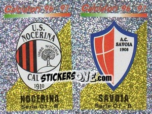 Sticker Scudetto Nocerina/Savoia (a/b) - Calciatori 1996-1997 n. 606 - Panini