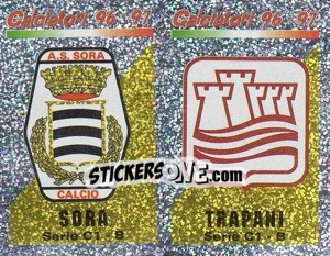 Sticker Scudetto Sora/Trapani (a/b) - Calciatori 1996-1997 n. 609 - Panini