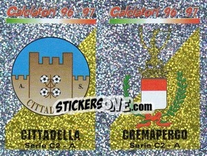 Sticker Scudetto Cittadella/Cremapergo (a/b) - Calciatori 1996-1997 n. 612 - Panini