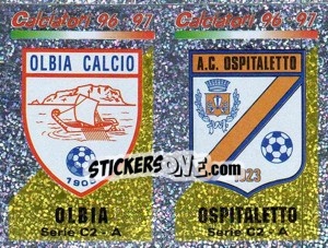 Sticker Scudetto Olbia/Ospitaletto (a/b) - Calciatori 1996-1997 - Panini