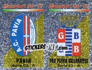 Sticker Scudetto Pavia/Pro Patria Gallaratese (a/b) - Calciatori 1996-1997 n. 616 - Panini
