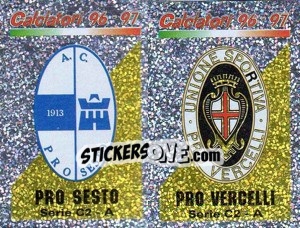 Cromo Scudetto Pro Sesto/Pro Vercelli (a/b) - Calciatori 1996-1997 - Panini