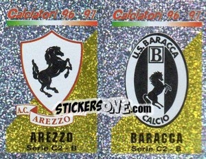 Sticker Scudetto Arezzo/Baracca (a/b) - Calciatori 1996-1997 n. 621 - Panini