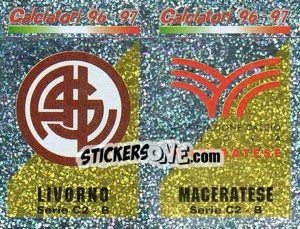Sticker Scudetto Livorno/Maceratese (a/b) - Calciatori 1996-1997 n. 624 - Panini