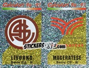 Cromo Scudetto Livorno/Maceratese (a/b) - Calciatori 1996-1997 - Panini