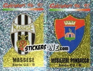 Sticker Scudetto Massese/MobilieriPonsacco (a/b) - Calciatori 1996-1997 n. 625 - Panini