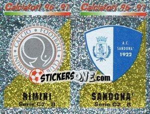 Sticker Scudetto Rimini/Sandona' (a/b) - Calciatori 1996-1997 - Panini