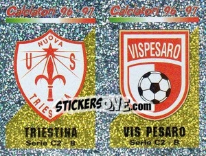 Sticker Scudetto Triestina/Vis Pesaro (a/b) - Calciatori 1996-1997 n. 629 - Panini