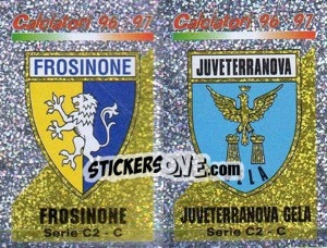 Cromo Scudetto Frosinone/Juveterranova Gela (a/b) - Calciatori 1996-1997 - Panini