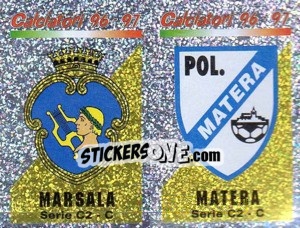 Sticker Scudetto Marsala/Matera (a/b) - Calciatori 1996-1997 n. 636 - Panini