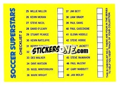 Cromo Checklist 2 - Soccer Superstars 1988 - Panini