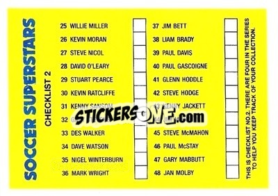Sticker Checklist 2 - Soccer Superstars 1988 n. CH2 - Panini
