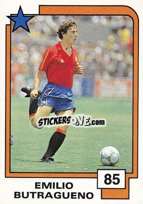 Sticker Emilio Butragueno - Soccer Superstars 1988 n. 85 - Panini