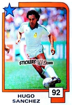 Sticker Hugo Sanchez - Soccer Superstars 1988 n. 92 - Panini