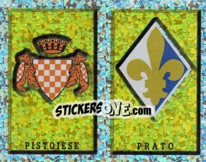 Sticker Scudetto Pistioese/Prato (a/b) - Calciatori 1997-1998 n. 621 - Panini