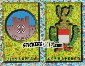 Sticker Scudetto Cittadella/Cremapergo (a/b) - Calciatori 1997-1998 n. 654 - Panini
