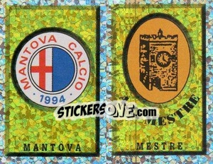 Sticker Scudetto Mantova/Mestre (a/b) - Calciatori 1997-1998 n. 656 - Panini