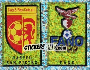 Sticker Scudetto Castel San Pietro/Fano (a/b) - Calciatori 1997-1998 n. 663 - Panini