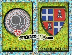Sticker Scudetto Rimini/Sassari Torres (a/b) - Calciatori 1997-1998 - Panini