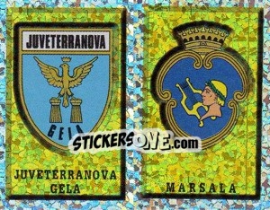 Sticker Scudetto Juveterranova Gela/Marsala (a/b) - Calciatori 1997-1998 n. 677 - Panini