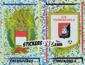 Sticker Cremapergo/Fiorenzuola Scudetto (a/b) - Calciatori 1998-1999 n. 675 - Panini