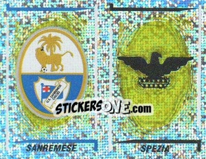 Sticker Sanremeze/Spezia Scudetto (a/b) - Calciatori 1998-1999 n. 680 - Panini