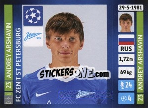 Sticker Andrey Arshavin - UEFA Champions League 2013-2014 - Panini