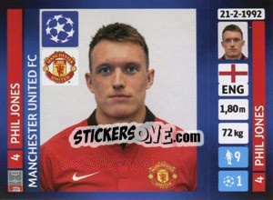 Sticker Phil Jones - UEFA Champions League 2013-2014 n. 20 - Panini