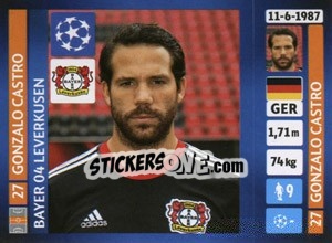 Sticker Gonzalo Castro - UEFA Champions League 2013-2014 n. 53 - Panini