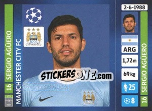 Cromo Sergio Agüero - UEFA Champions League 2013-2014 - Panini