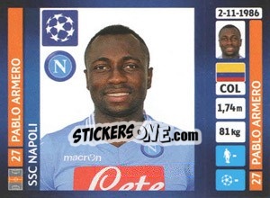 Sticker Pablo Armero - UEFA Champions League 2013-2014 n. 468 - Panini