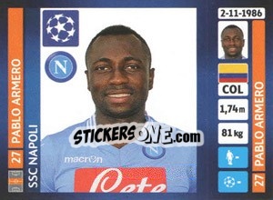 Figurina Pablo Armero - UEFA Champions League 2013-2014 - Panini