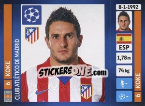 Sticker Koke - UEFA Champions League 2013-2014 n. 496 - Panini