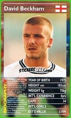 Sticker David Beckham - European Football Stars 2000 n. 4 - Top Trumps