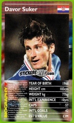 Sticker Davor Suker - European Football Stars 2000 n. 2 - Top Trumps