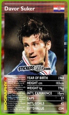 Sticker Davor Suker - European Football Stars 2000 - Top Trumps