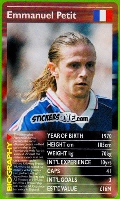 Cromo Emmanuel Petit - European Football Stars 2000 - Top Trumps