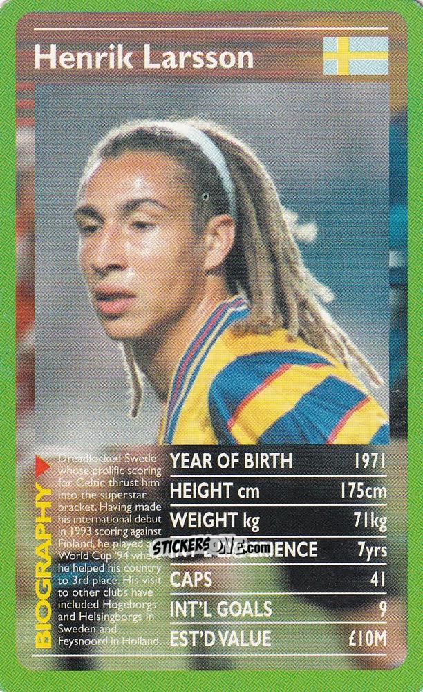 Figurina Henrik Larsson - European Football Stars 2000 n. 30 - Top Trumps